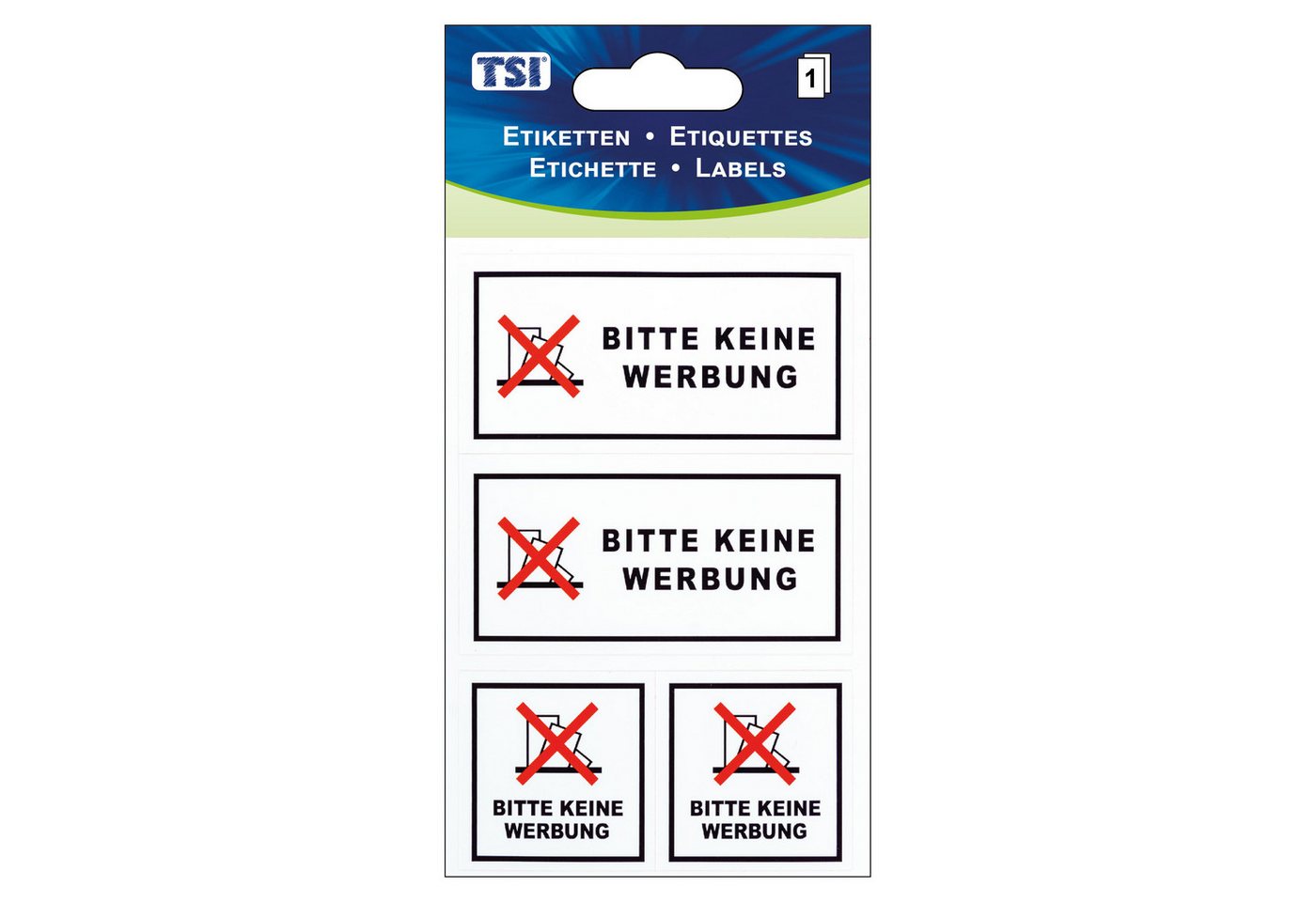TSI Schreibwaren Aufkleber Etiketten BITTE KEINE WERBUNG