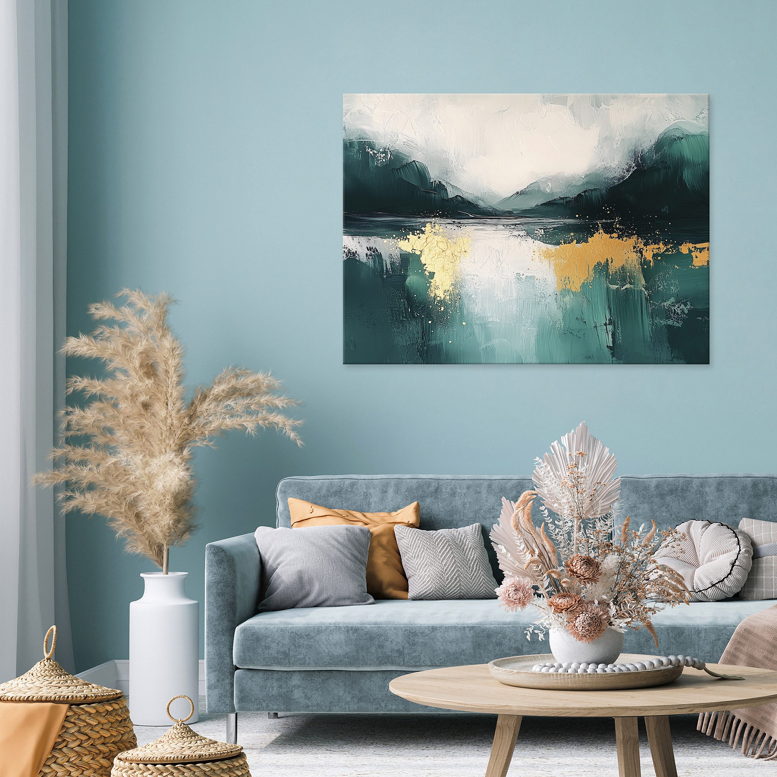 Wallarena Leinwandbild Marmor Absktrakt Grün Gold Wandbilder XXL Wand Deko günstig online kaufen