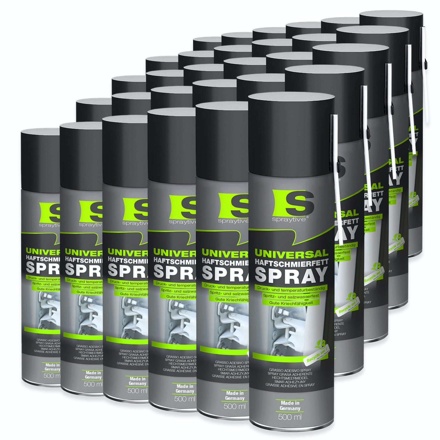 Spraytive Schmierfett 30x 500ml Universal Haftschmierfett-Spray – Schmierfett & Kriechöl, Made in Germany