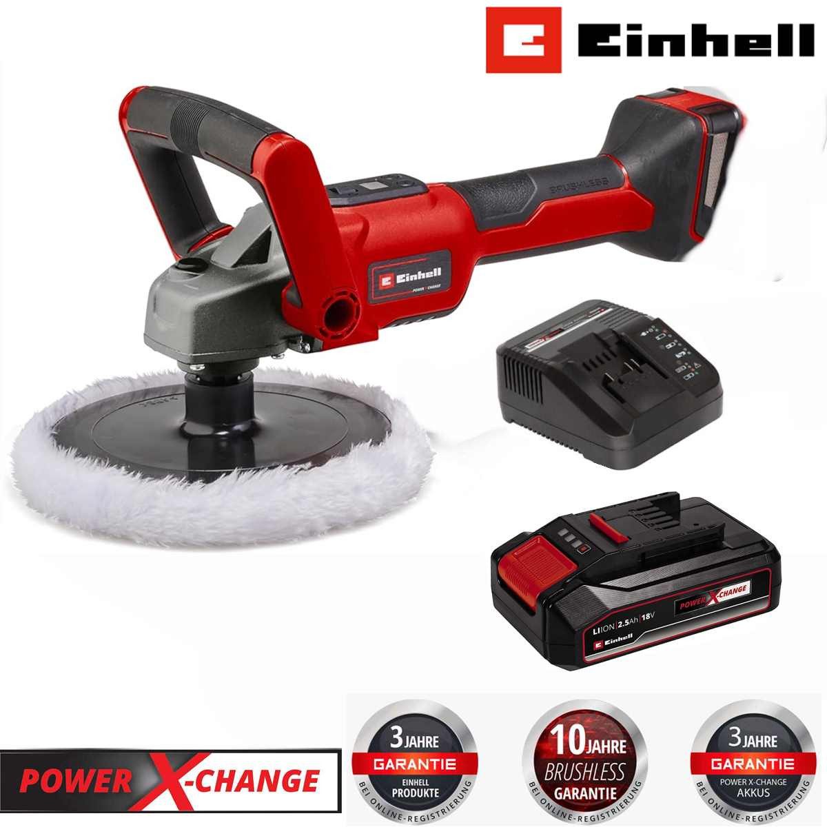 Einhell Akku-Poliermaschine Polier- / Schleifmaschine CE-CP 18/180 Li 18V Akku 2.5 Ah