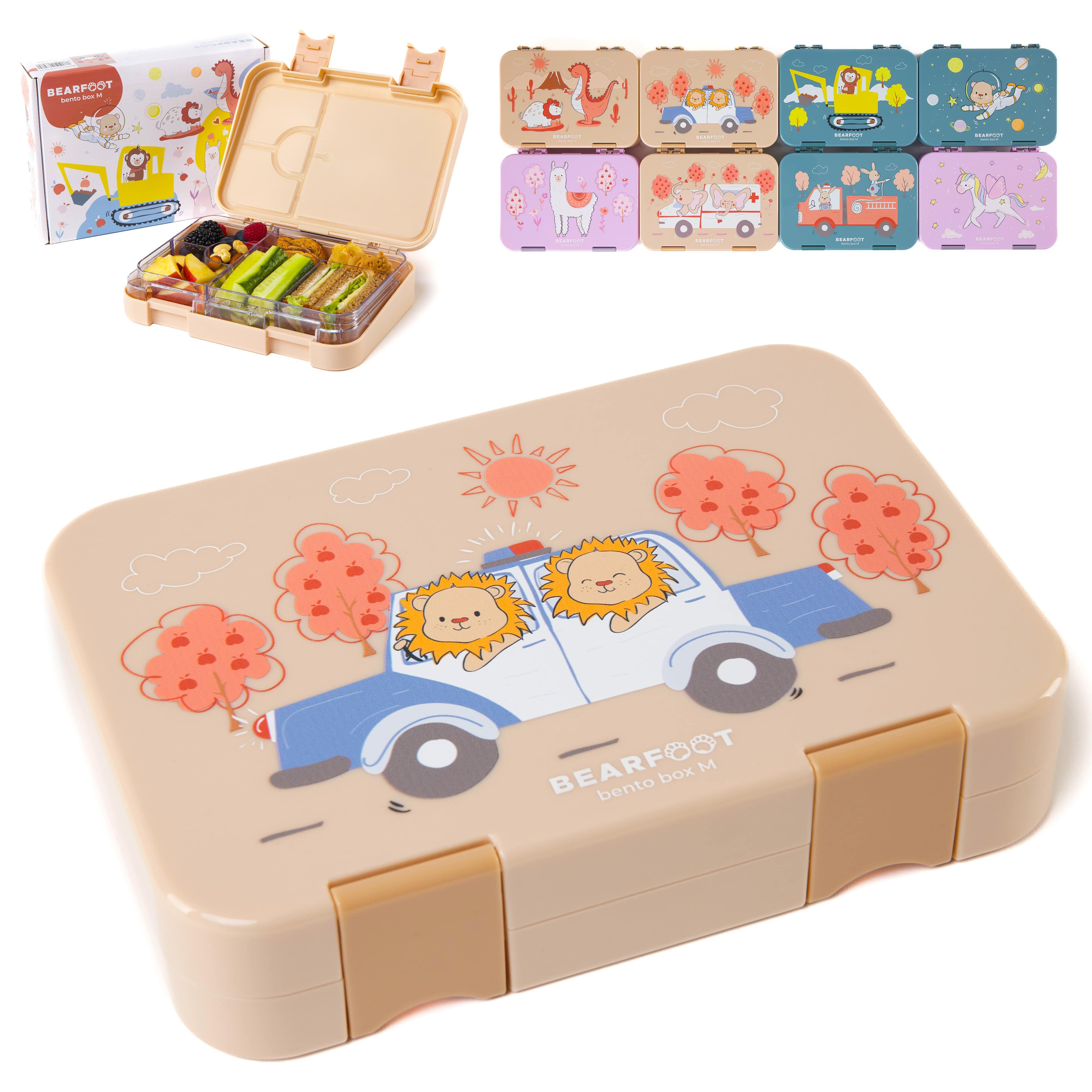 BEARFOOT Lunchbox Brotdose Kinder mit Fächern, Lunchbox, Bento box - Polizei, handgezeichnete Designs, modular