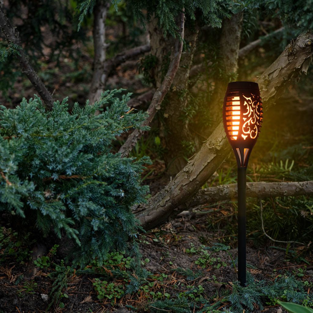 Ikonka LED Solarleuchte Solar Flammenlicht Gartenleuchte LED 4er Set Außen, LED fest integriert, Warmweiß, Solar Gartenfackeln mit Flammeneffekt und automatisch – Bild 5 von 5