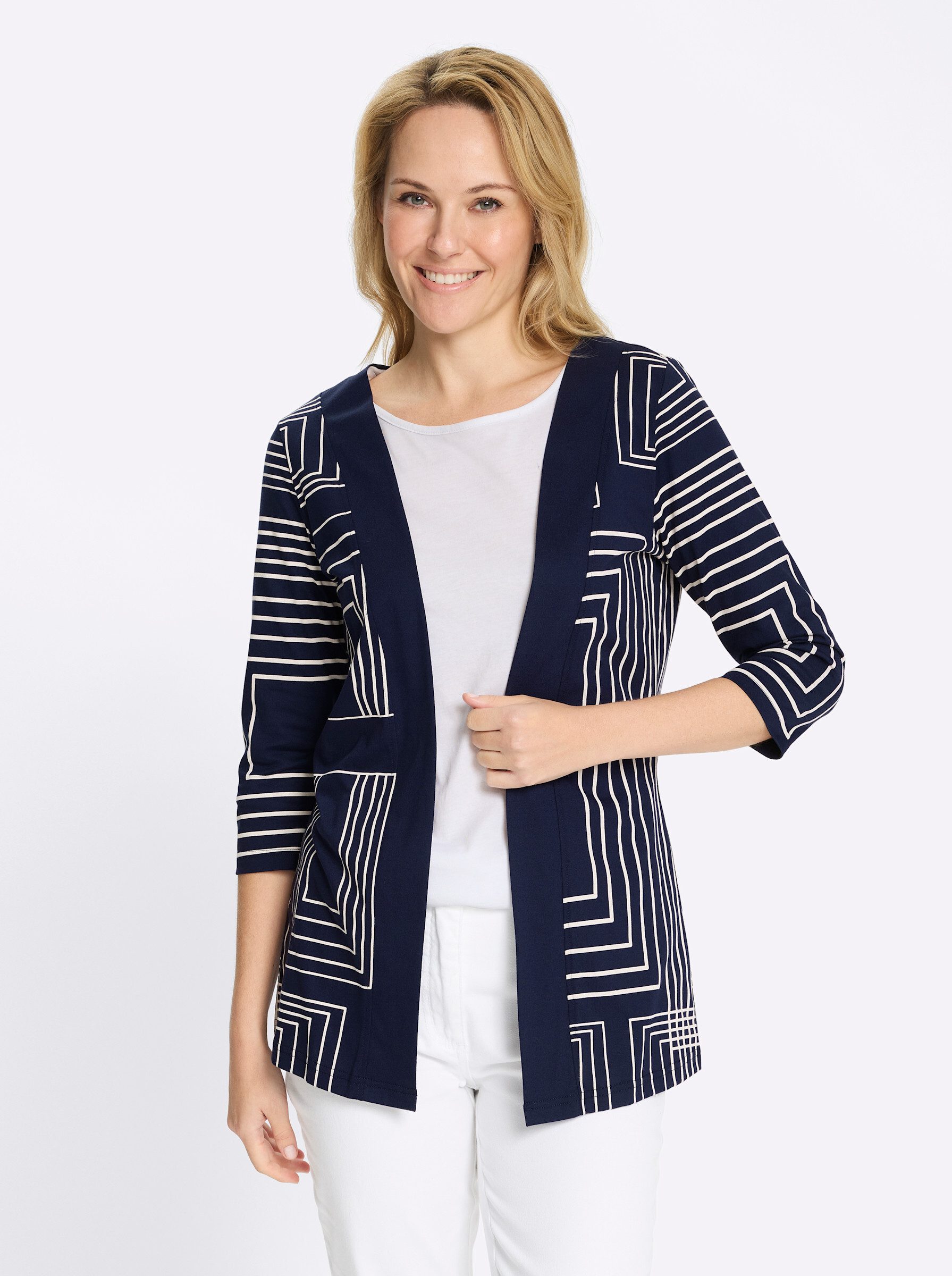 Shirtjacke Long-Shirtjacke 3/4-Arm
