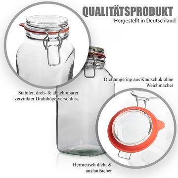 BigDean Vorratsdose 3 Stück Vorratsgläser mit Bügelverschluss luftdicht 2,5 L, Glas, (3-tlg)