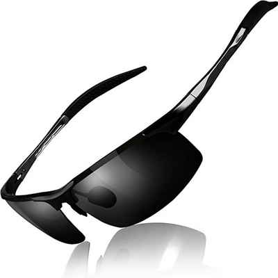 SOTOR Sonnenbrille Herren Sportbrille Polarisierte Sonnenbrille Fahrerbrille Ultraleichte (1-St) Al-Mg Metallrahmen UV400-Schutz Männer Sonnenbrillen