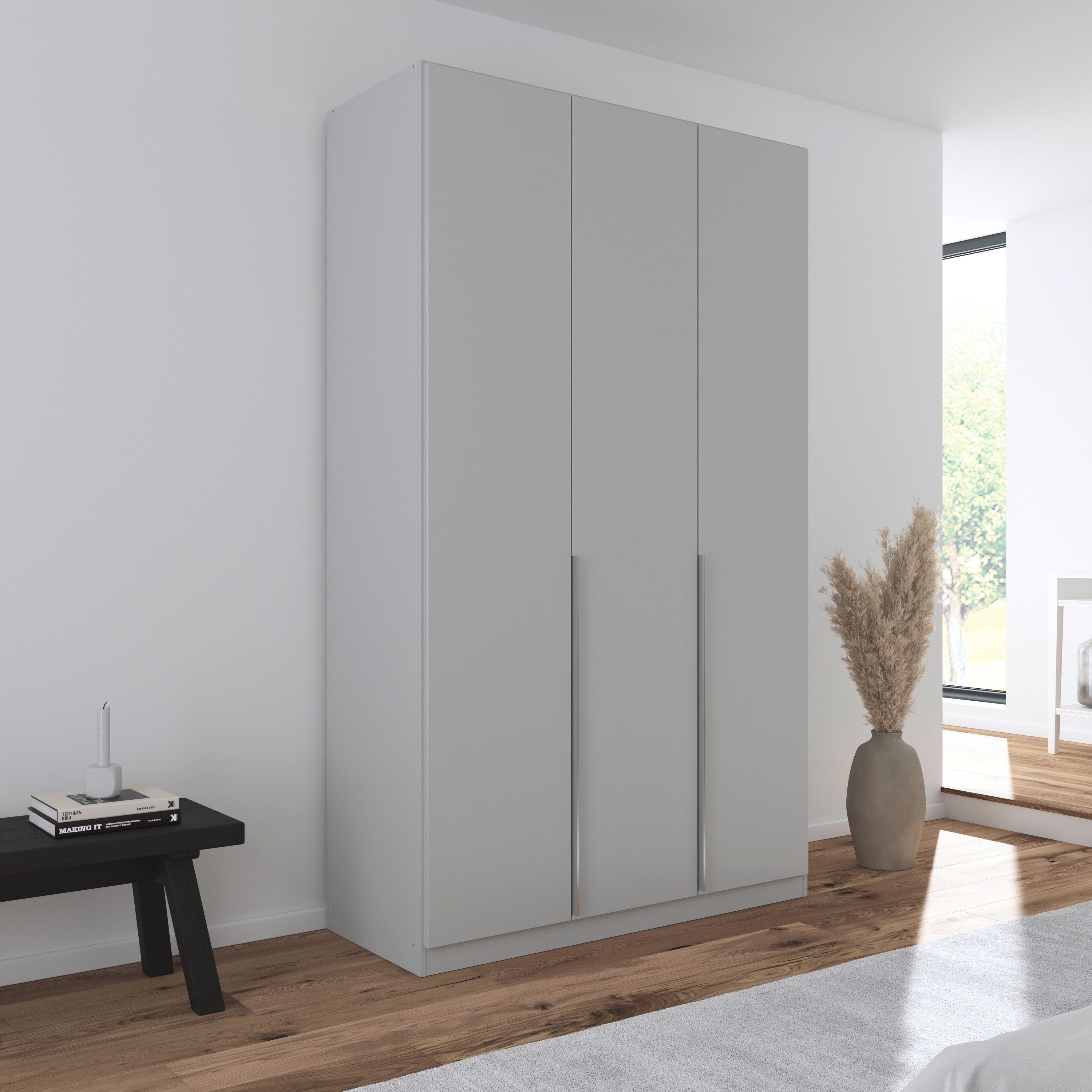 OTTO home Drehtürenschrank Kleiderschrank Schrank Garderobe AGORDO Schlafzimmer (in zwei Griff-Farben, Breiten 91-405 cm, Dekor- oder Hochglanzfront) durchdachte Innenausstattung, in 8 Breiten und 2 Höhen MADE IN GERMANY