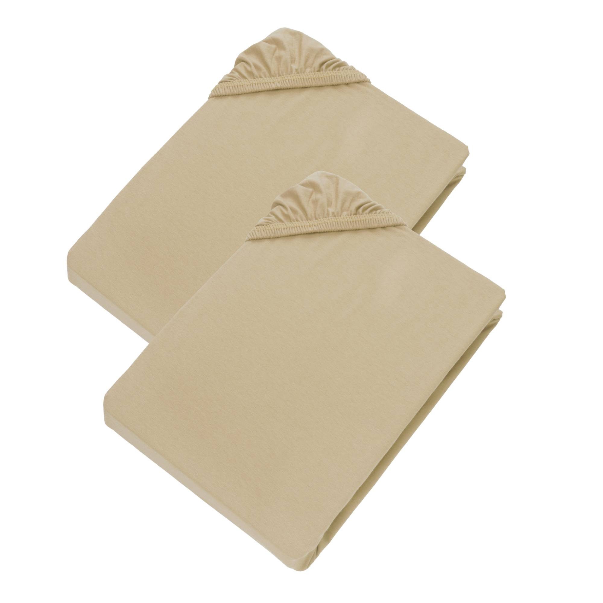 Esprit Spannbettlaken PREMIUM Spannbettlaken, Mischgewebe, Gummizug: rundum, (2 Stück), 200 x 200 cm - 2er Set in Beige