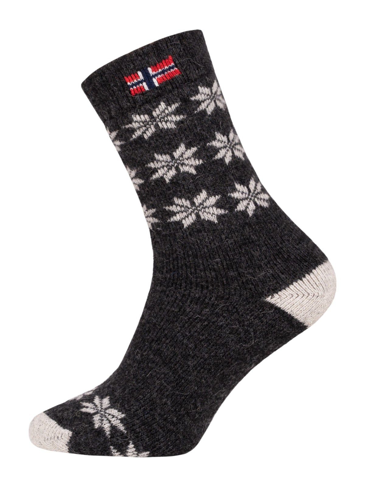 HomeOfSocks Socken Wollsocke Skandinavisch Thick Flag Norwegen anthrazitgrau - 1 Paar