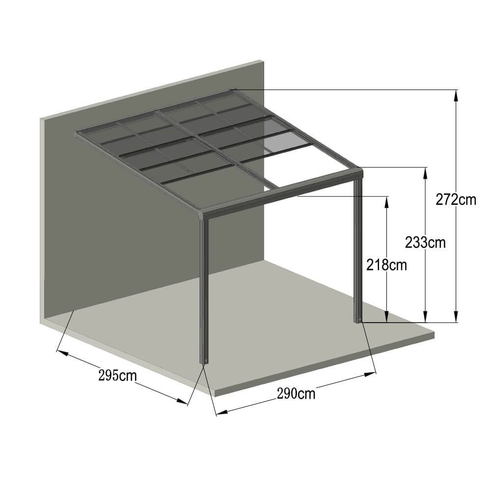 HOME DELUXE Terrassendach Terrassenüberdachung SOLIS DELUXE, BxT: 290.00x295.00 cm, (Komplettset), mit Schiebedach, inkl. Hohlstegkammerplatten, Überdach