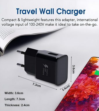 Cyoo 15 Watt USB Stecker Schnellladegerät Netzteil USB C Kabel 2 m EP-TA20 Smartphone-Ladegerät (AFC Protokoll, IEC 62368-1 Zertifizierung, Sicherheit, Adaptives Schnellladen, USB Netzteil, USB-C Kompatibilität für Samsung Galaxy Set, 2-tlg., 1 x 2.0m USB A zu USB C Kabel, 1 x USB Netzteil, Samsung Galaxy A52, A53, S21, S20 FE, S10 USB-C Kompatibilität)