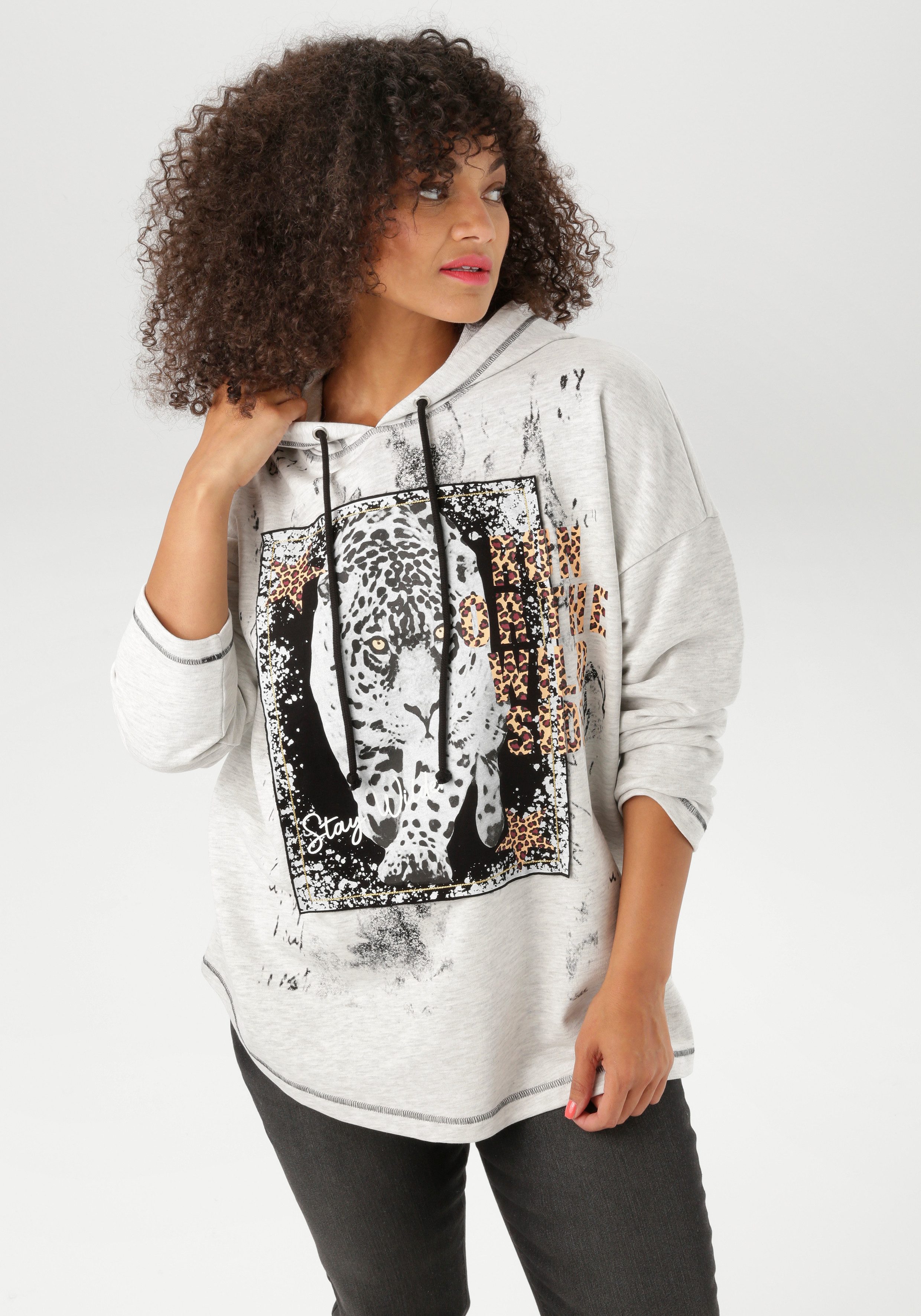 Aniston PLUS Sweatshirt mit großem Tigerprint günstig online kaufen