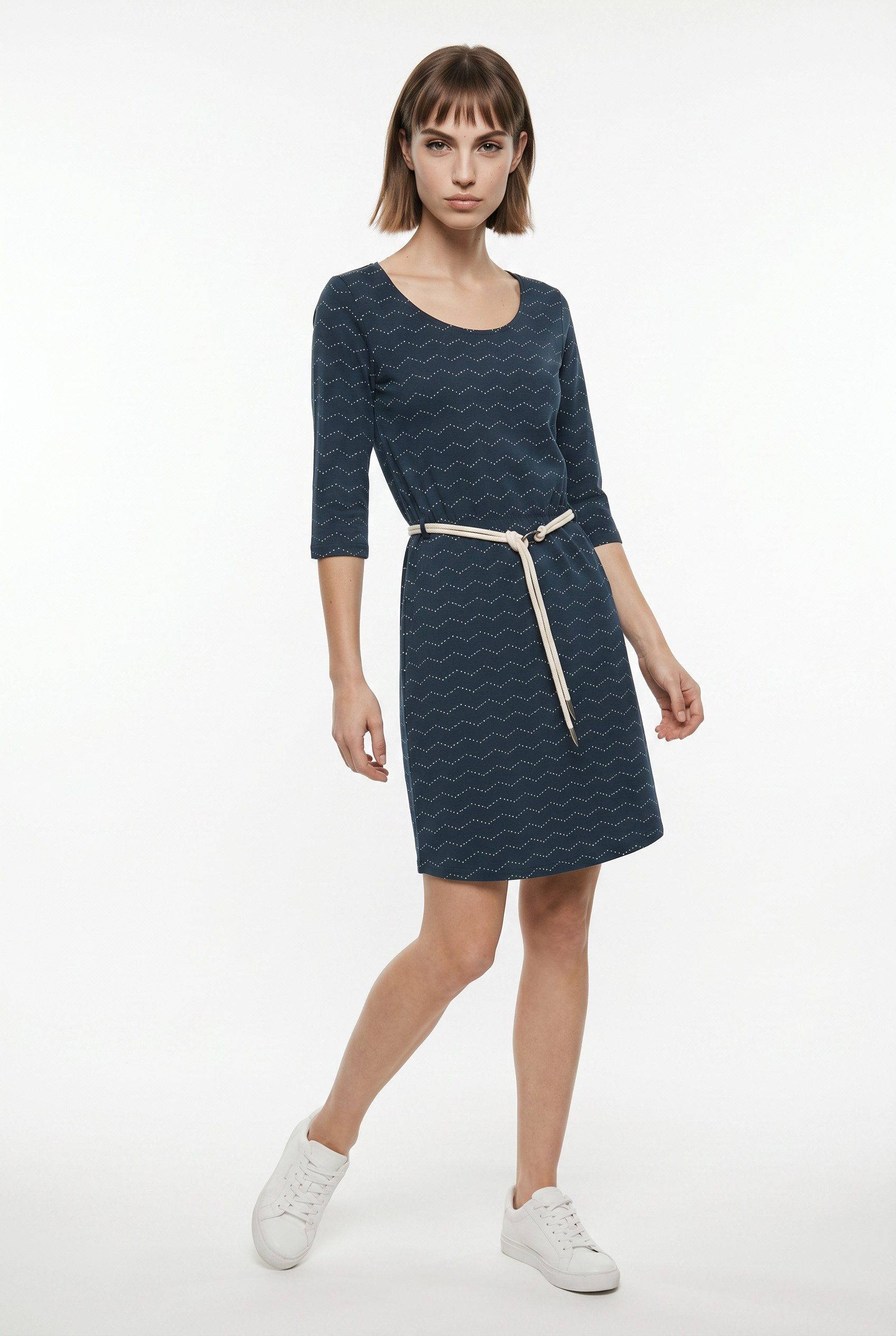 Ragwear Jerseykleid LILITHA ZIG ZAG O mit Taillen-Bindegürtel – Bild 4 von 5