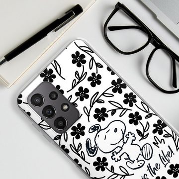 DeinDesign Handyhülle Peanuts Blumen Snoopy Snoopy Black and White This Is The Life, Samsung Galaxy A23 5G Silikon Hülle Bumper Case Handy Schutzhülle