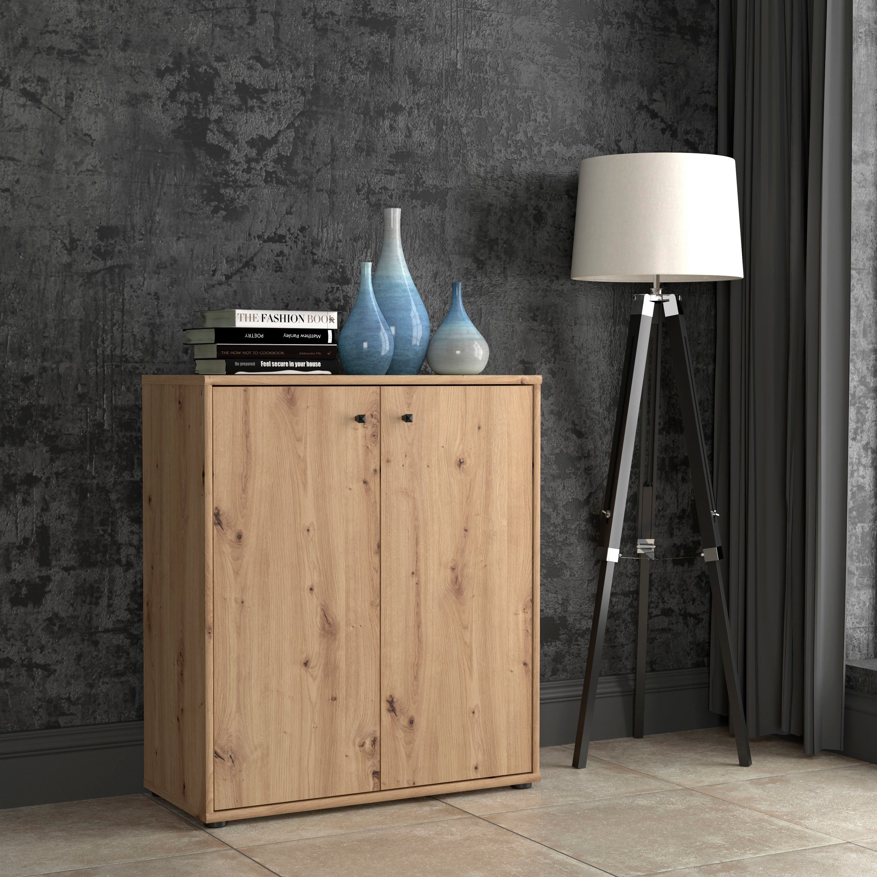 FORTE Kommode Tempra, Kommode, 2 große Türen, Höhe 85,5 cm, Breite 73,7 cm