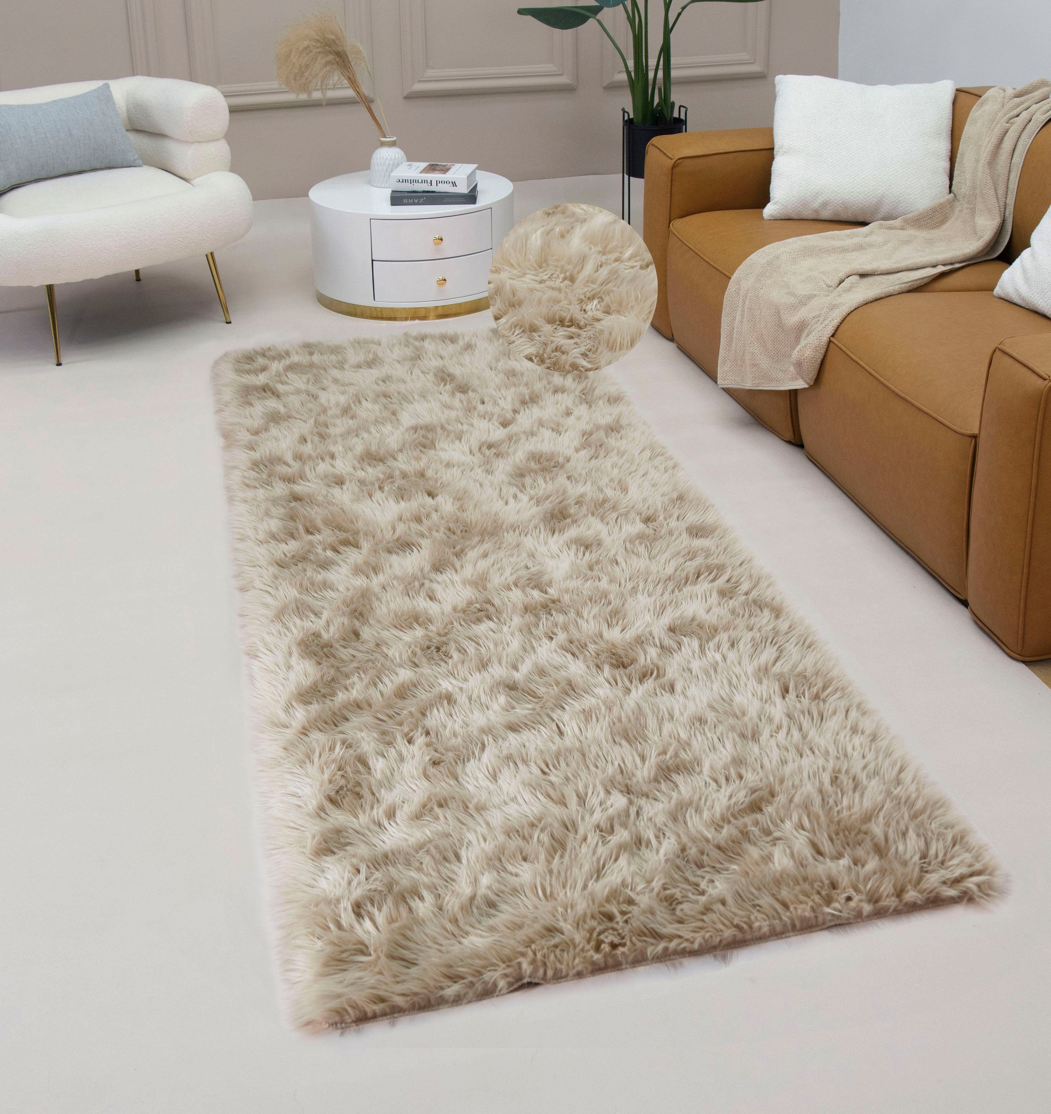 my home Fellteppich Dena, Hochflor Teppiche, rechteckig, Höhe: 60 mm, Kunst günstig online kaufen