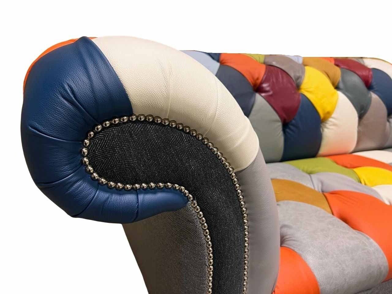 Textil Europe Bunter Sofa in Design Sitzer Made Stoff 3 Chesterfield Polster Neu, JVmoebel Couch