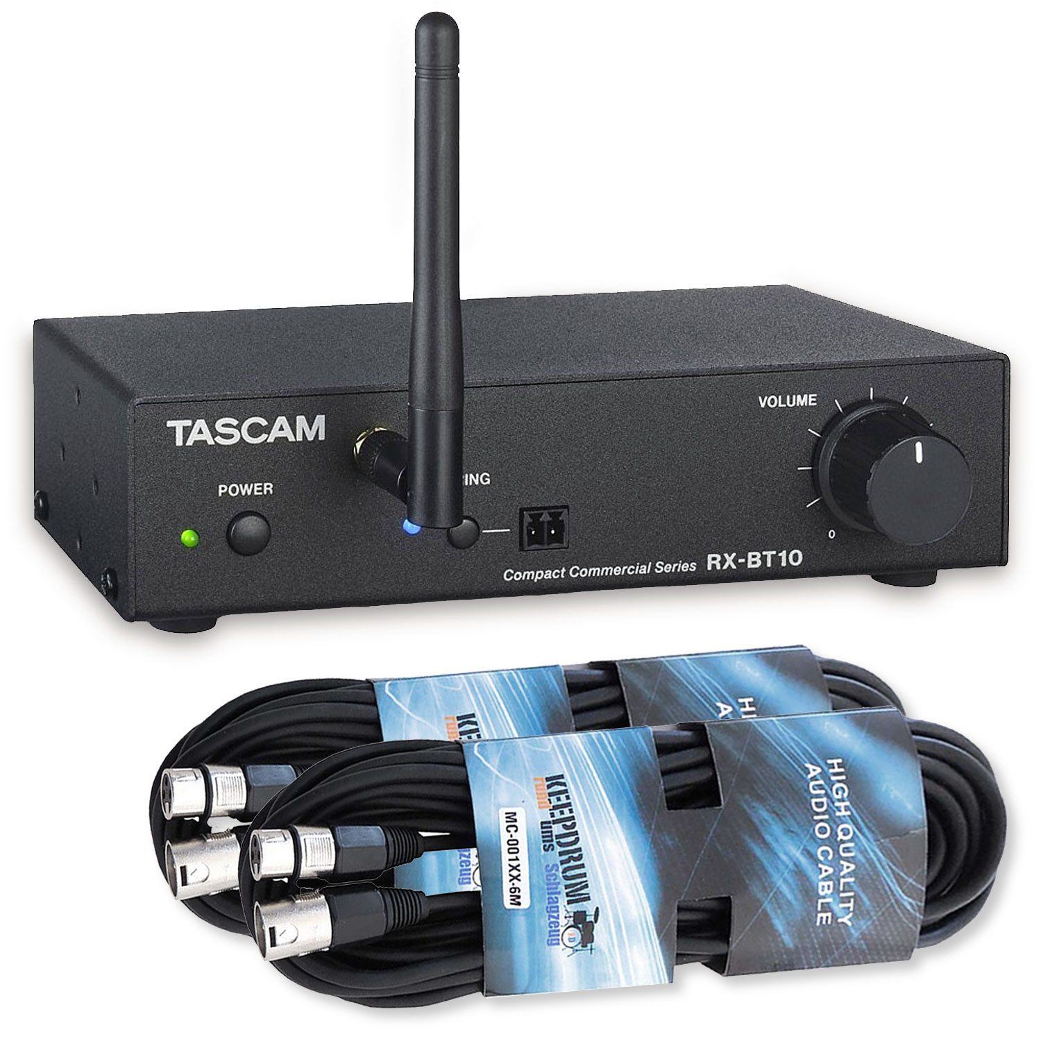 Tascam Bluetooth-Audioempfänger RX-BT10 mit 2x XLR-Kabel Digitales Aufnahmegerät
