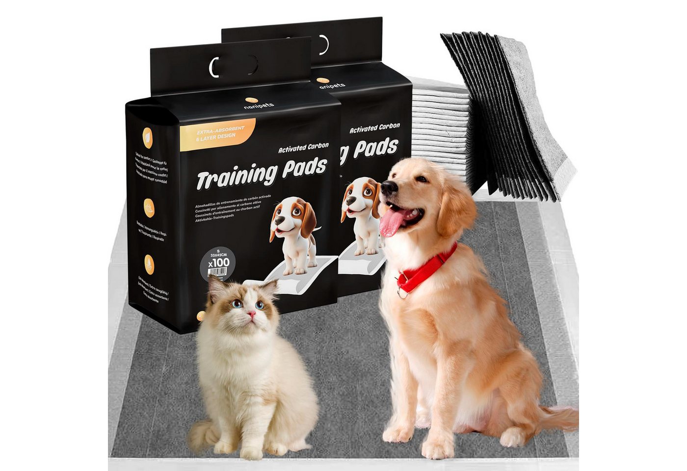 NANIPETS Hundematte Trainingspad für Hunde Welpenunterlagen, Superabsorbierendes & Auslaufsichere Aktivkohle-Hunde-PIPI-Pads