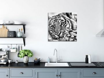 Pixxprint Glasbild Tiger, Tiger (1 St), Glasbild aus Echtglas, inkl. Aufhängungen und Abstandshalter