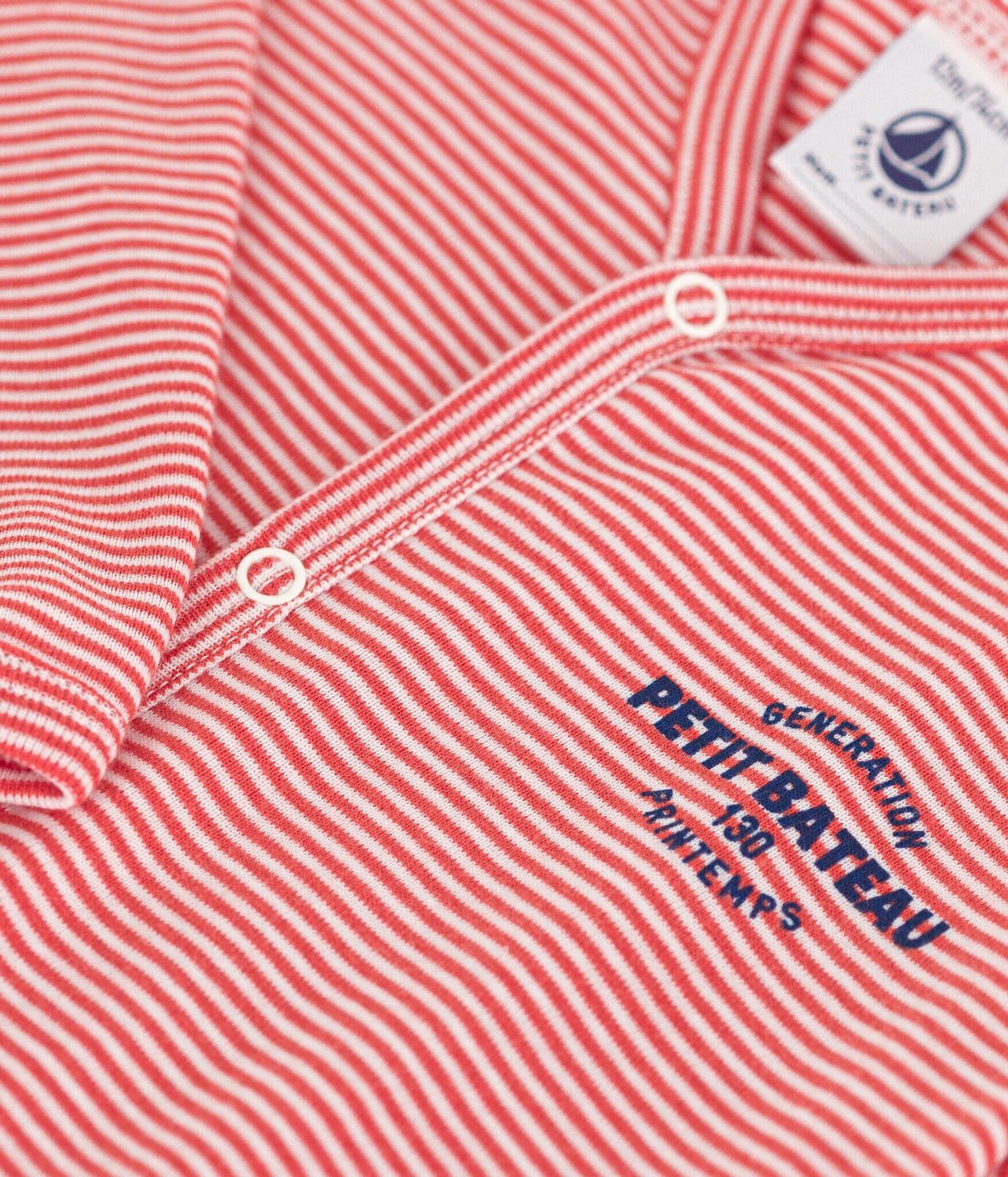 Petit Bateau Strampler Petit Bateau Ringelstrampler apricot aus Baumwolle
