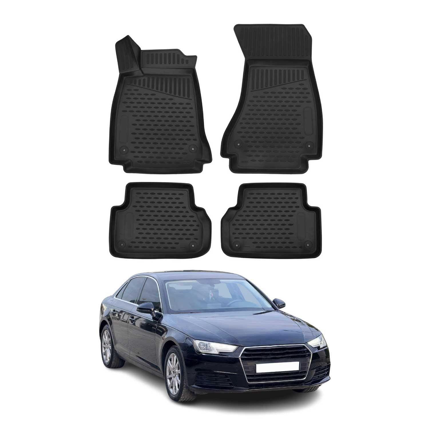 OMAC Auto-Fußmatten für Audi A4 B9 Stufenheck Avant Allroad 2016-2025 TPE (4 St), für Audi A4 B9 Stufenheck Avant Allroad 2016-2025 Audi A4 B9 Stufenheck Avant Allroad 2016-2025, Antirutsch,Wasserfest,Einfache Installation