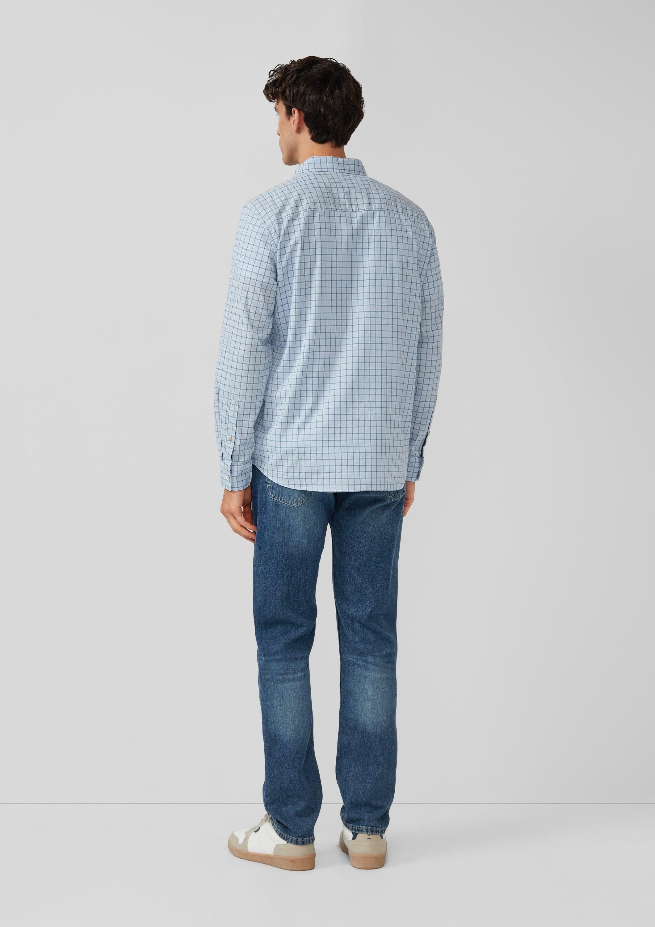 s.Oliver Langarmhemd Hemd Regular Fit: Elastisches Button-Down-Hemd mit Karomuster