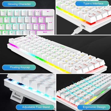 LexonElec RGB 14 Hintergrundbeleuchtungseffekte Tastatur- und Maus-Set, mit 62 Tasten und leuchtenden Kapppen für Gaming, Asthetisches Design