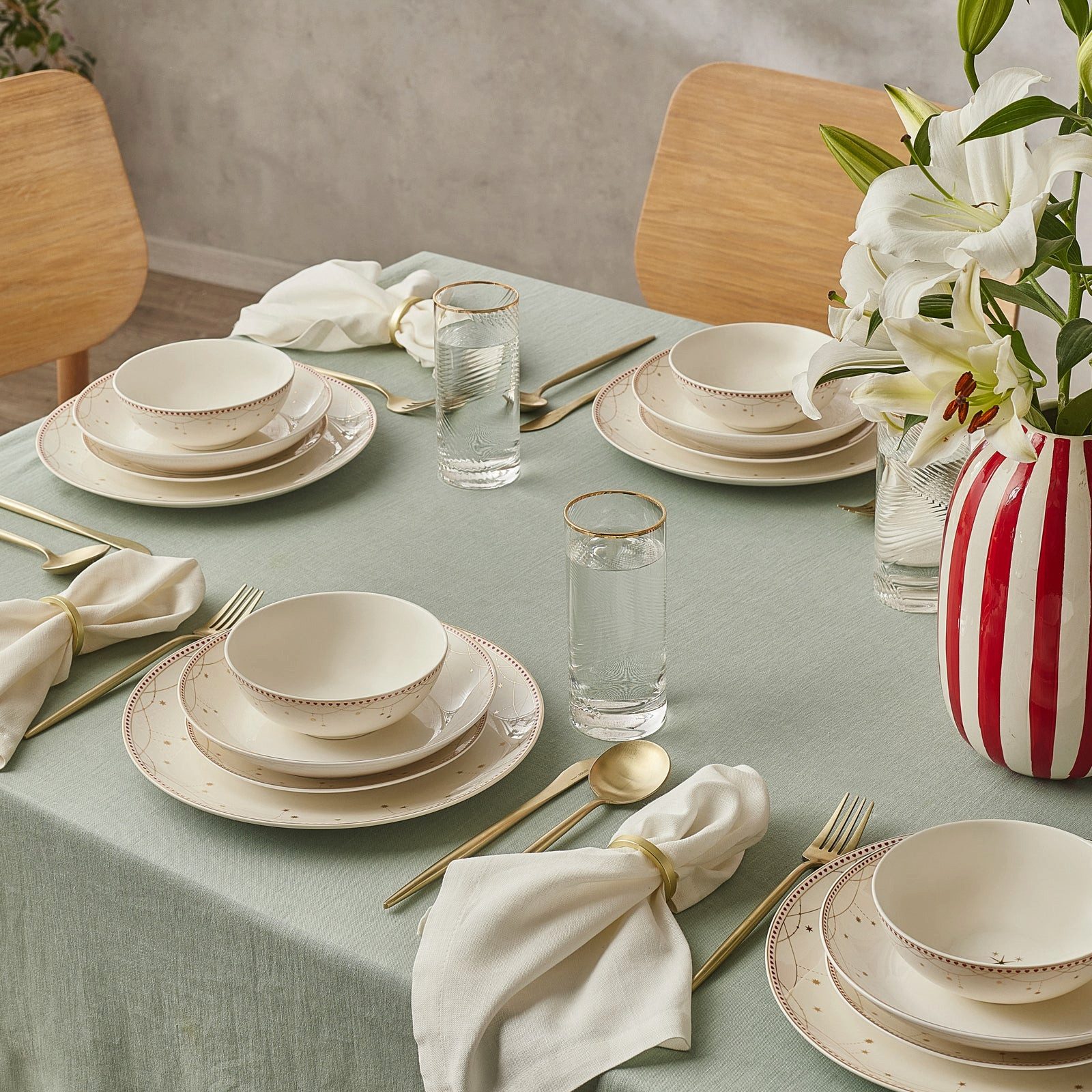 Karaca Geschirr-Set Karaca Elegance Bone Festival Tafelservice 24-tlg. für 6 Personen, 6 Personen, KNOCHENPORZELLAN – Bild 2 von 5