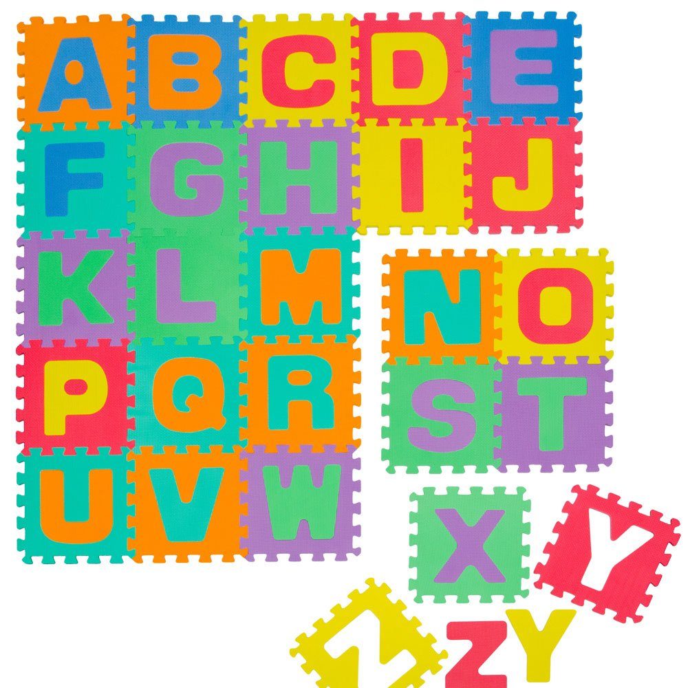 LittleTom Puzzlematte ab dem 1, Tag - 26 Teile Baby Spielmatte - 30 x 30 Kinder Krabbelmatte, Spielunterlage für Babys und Kleinkinder - Kinderzimmer Puzzleteppich