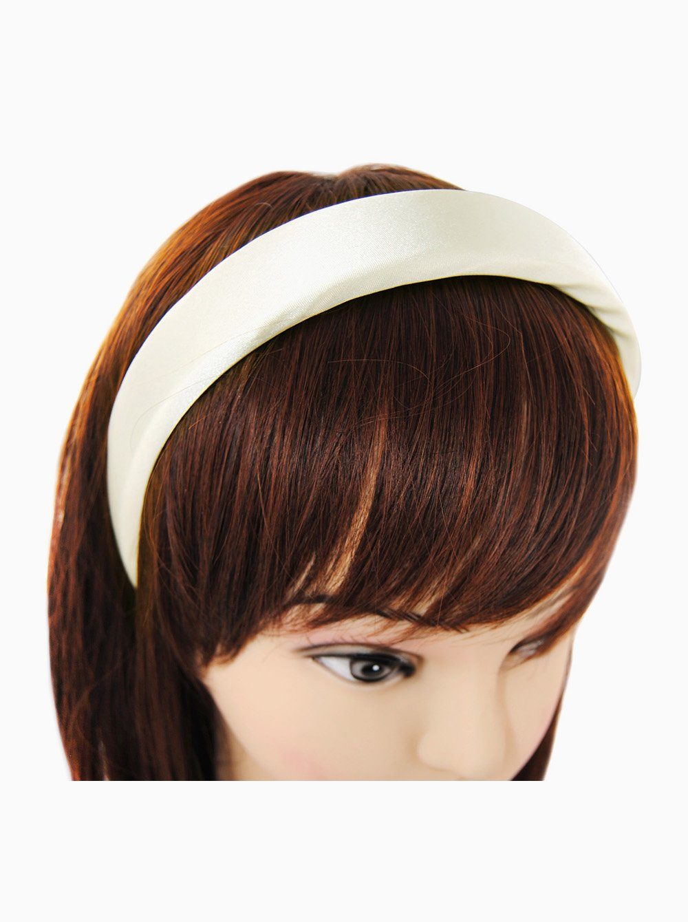 axy Haarreif Haarreif mit Haareifen Haarband gepolstertes Bezogen Stoff Damen Satin Colours, Candy Weiss Vintage