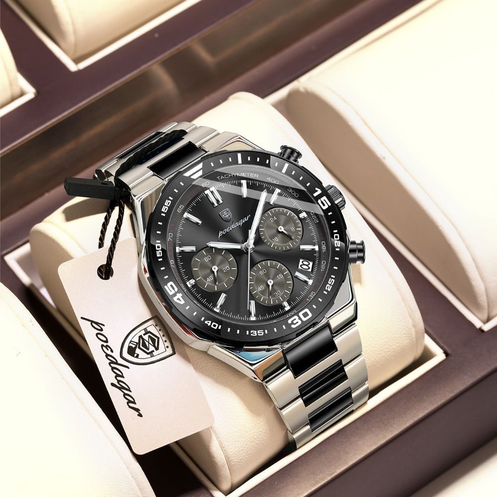 POEDAGAR Quarzuhr Poedagar 697 Elegante Herrenuhr mit Chronograph und Tag-Nachtanzeige 697 – Bild 2 von 5