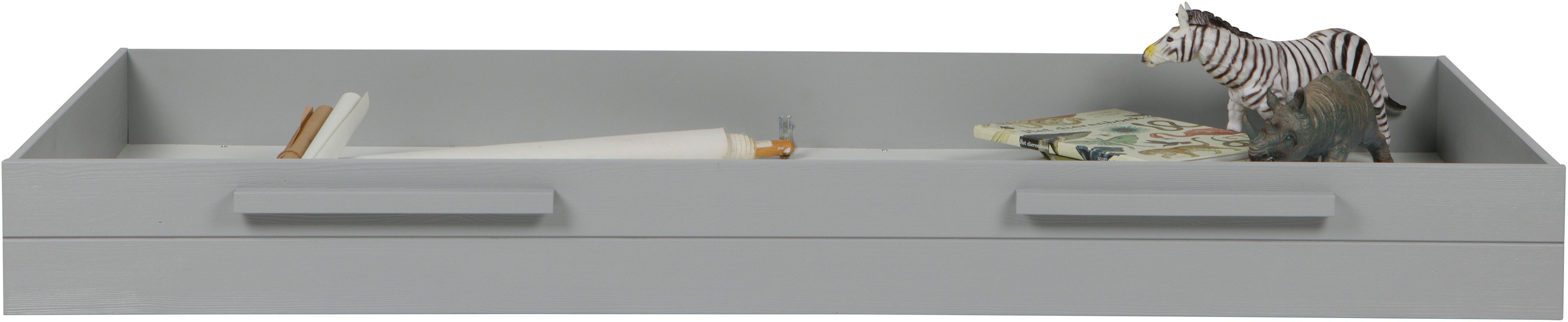 WOOOD Bettschubkasten Dennis mit gebürstetem FSC® Massivkiefer B 198 x T 91 x H 21 cm, Als Stauraum- oder Gästebettschublade nutzbar, Schutzlack Pfleiglicht