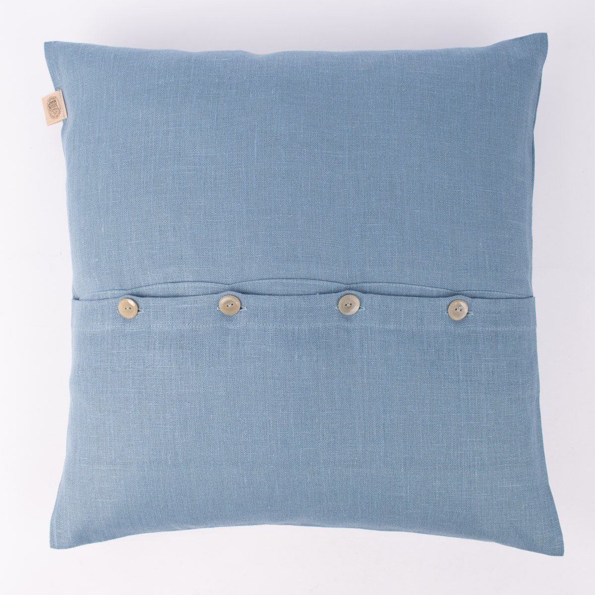 Dekokissen Kissenhülle Erik mit Knopfleiste aus 100 % Leinen 47x47cm blau