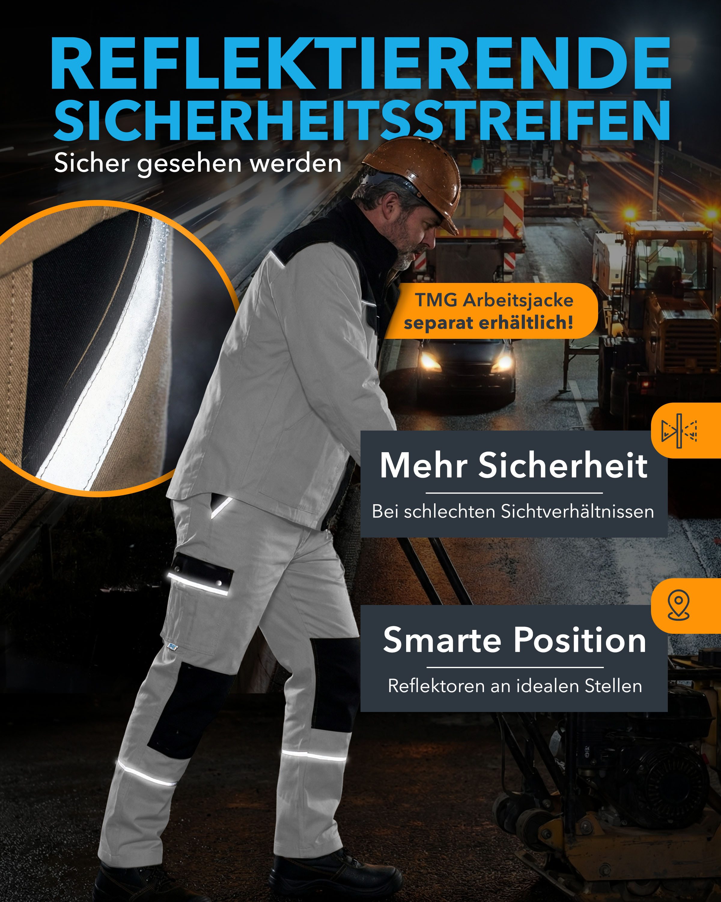 TMG International Arbeitshose Arbeitshose Bundhose Cargohose Style Arbeitshose Herren mit Kniepolstertaschen in Übergrößen erhältlich – Bild 5 von 5