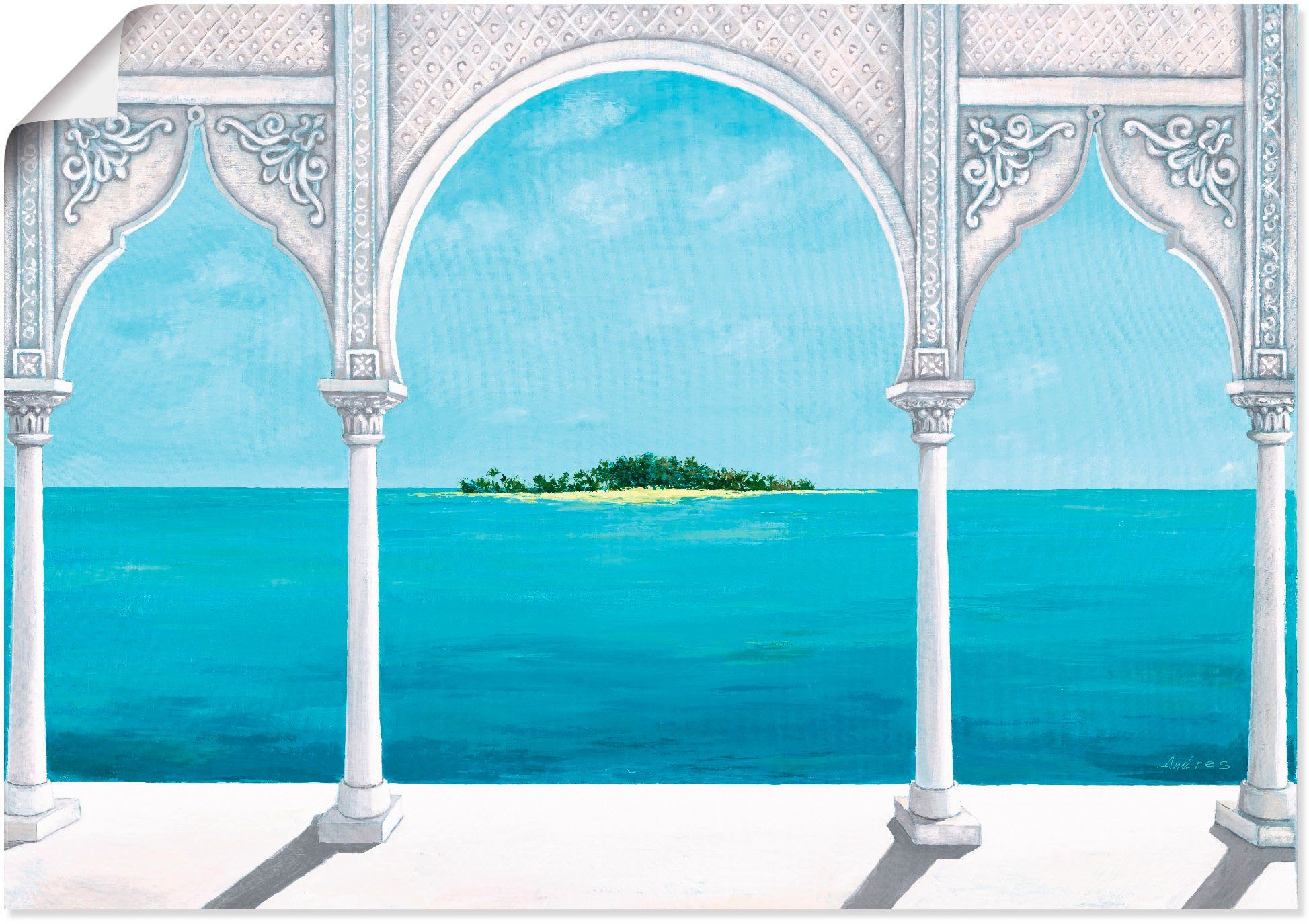 Artland Wandbild Orientalische Karibik, Fensterblick (1 St), als Alubild, Leinwandbild, Wandaufkleber oder Poster in versch. Größen