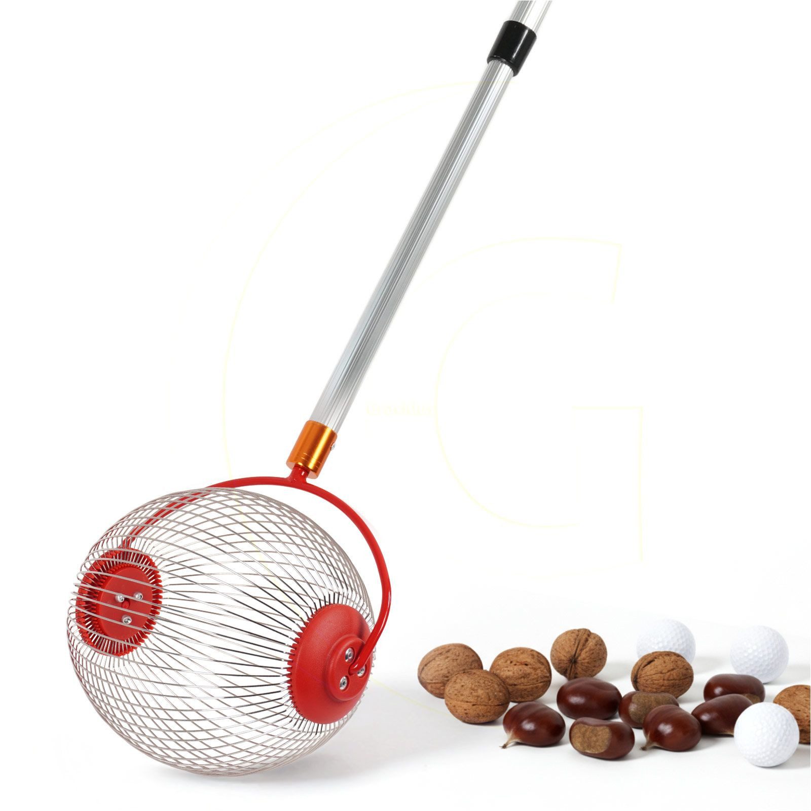 Gravidus Rollsammler Rollsammler Ø22 cm mit Teleskopstiel 52–120 cm Obstsammler Nusssammler