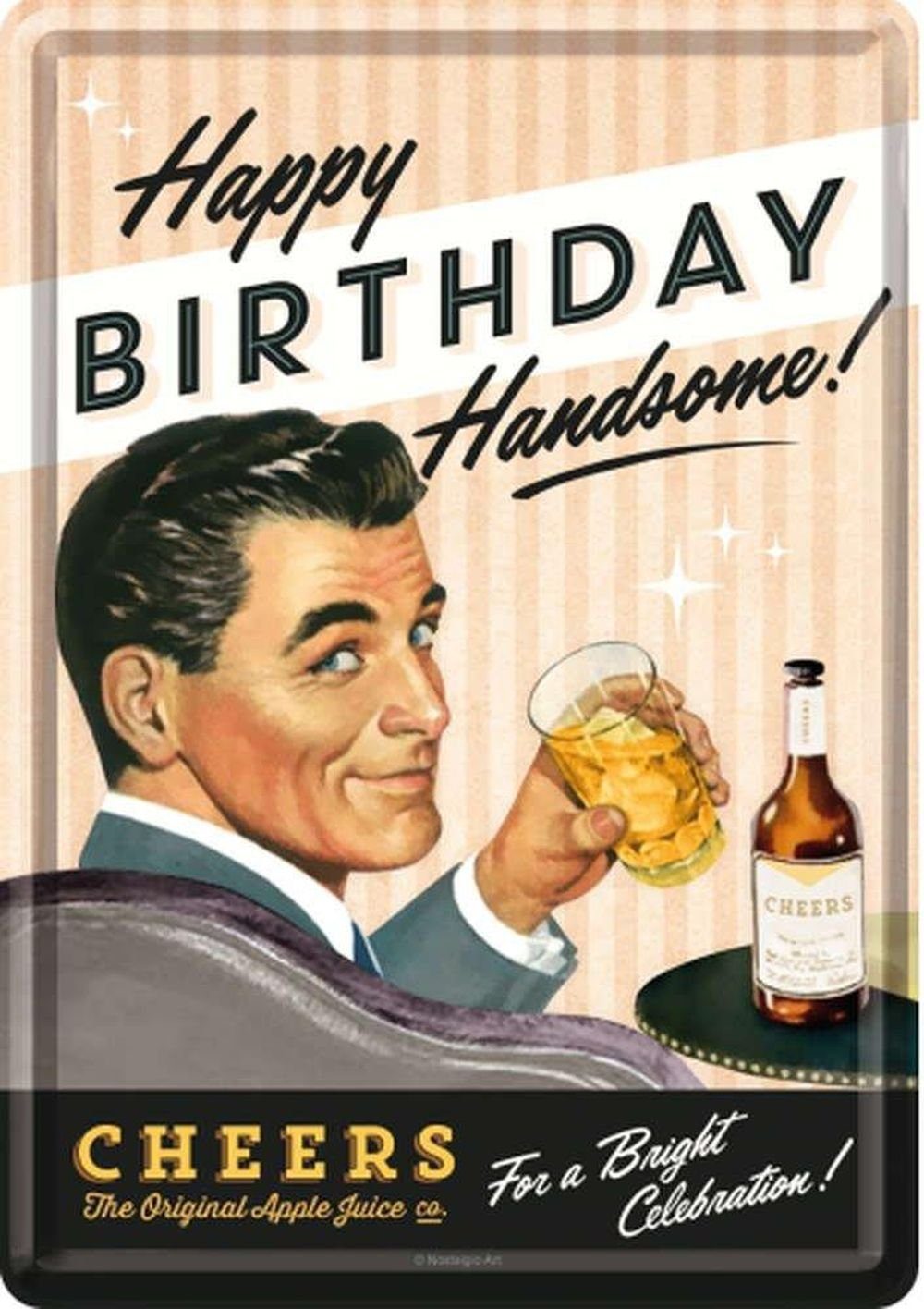 Metallschild Blechpostkarte - Say it 50's - Happy Birthday Man
