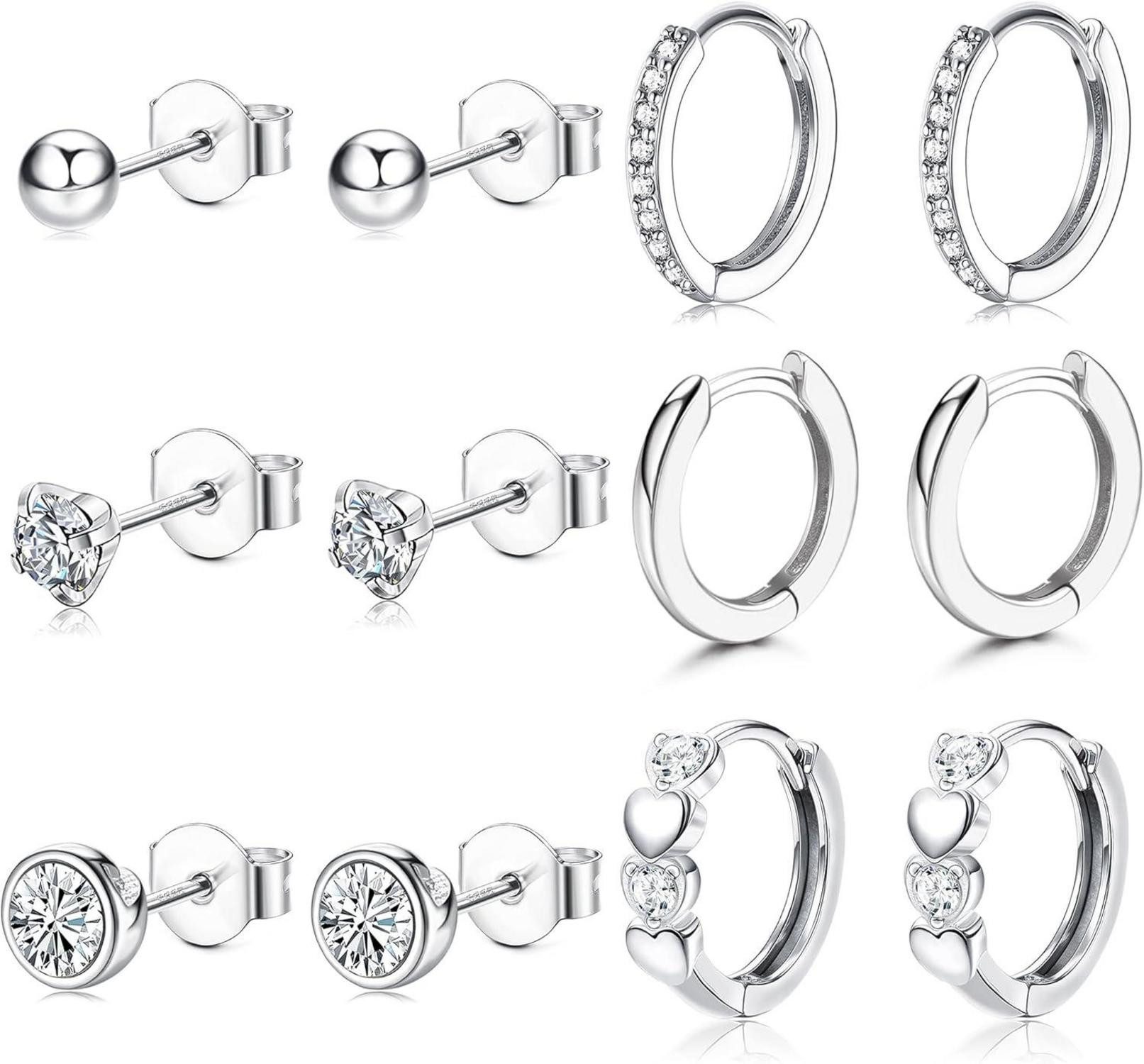 LuxusKollektion Schmuckset 6 Paar Ohrringe Silber günstig online kaufen