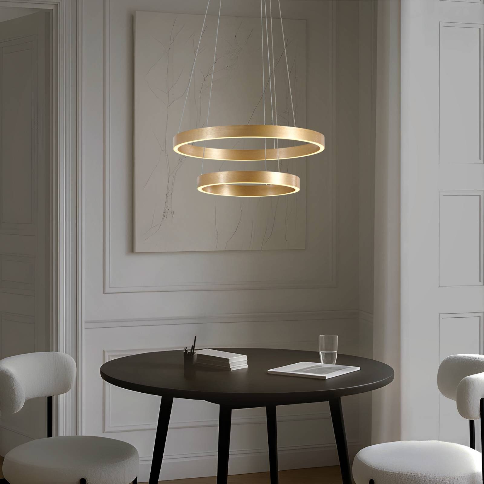 Lucande Hängeleuchte Yonam, LED, Metall, Gold / Messing Farbwechsel warmweiß / tageslicht IP20, Farbwechsel warmweiß / tageslicht