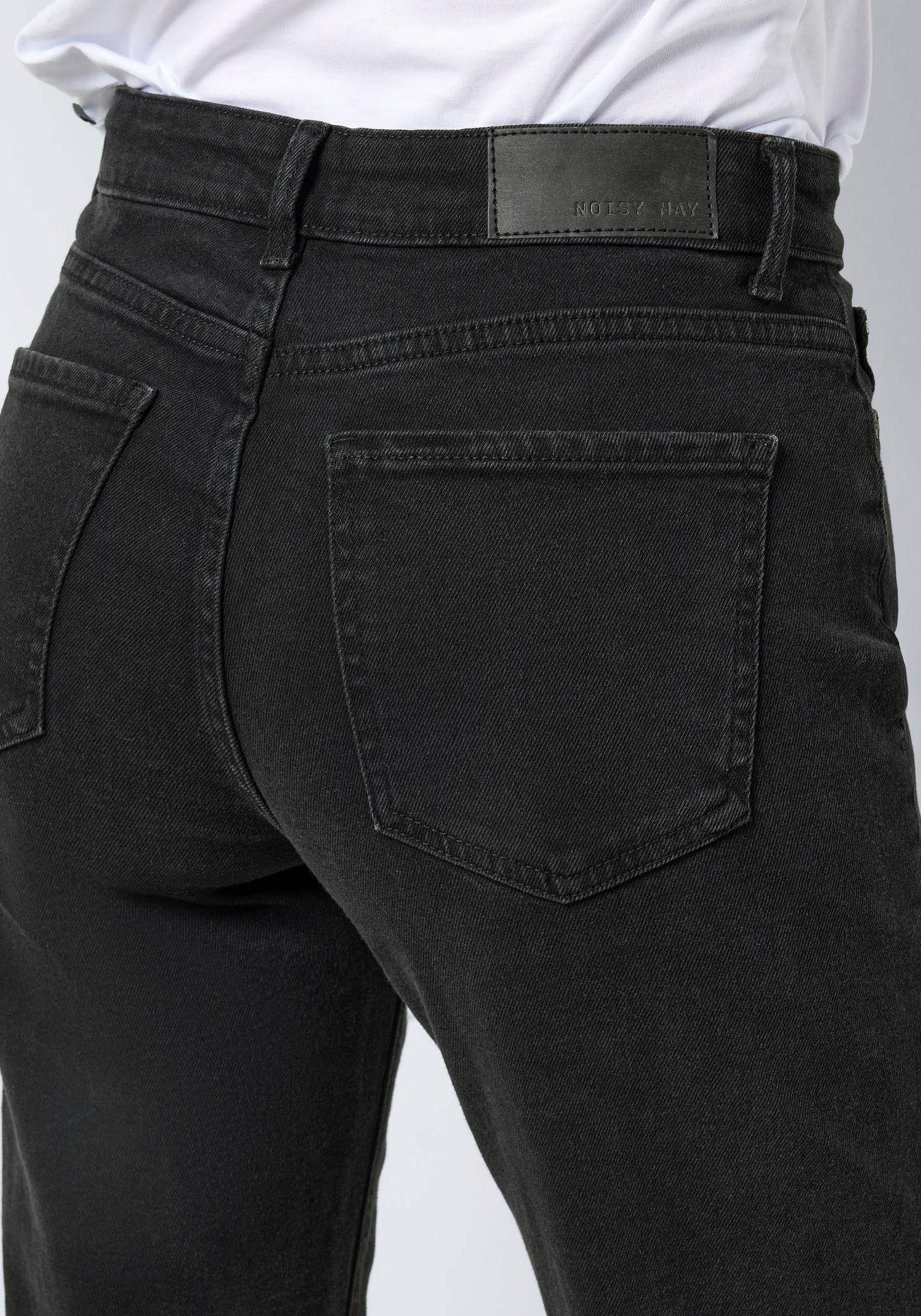 ANK Straight-Jeans mit BLACK may offenem Noisy HW Saum NOOS JEANS NMMONI STRAIGHT