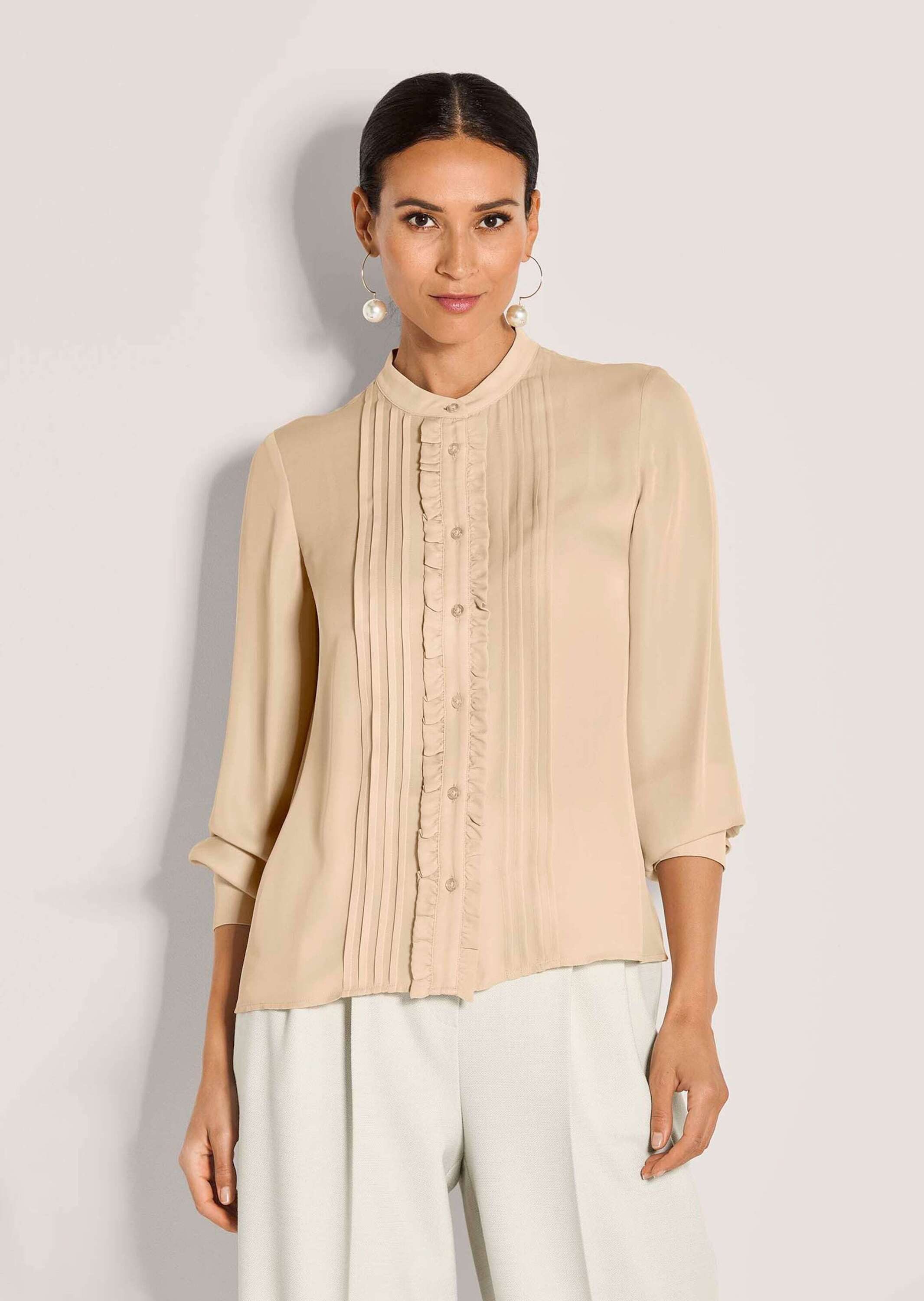 MADELEINE Langarmbluse Elegante Bluse mit Rüschen Mit Stehkragen, Knopfleis günstig online kaufen