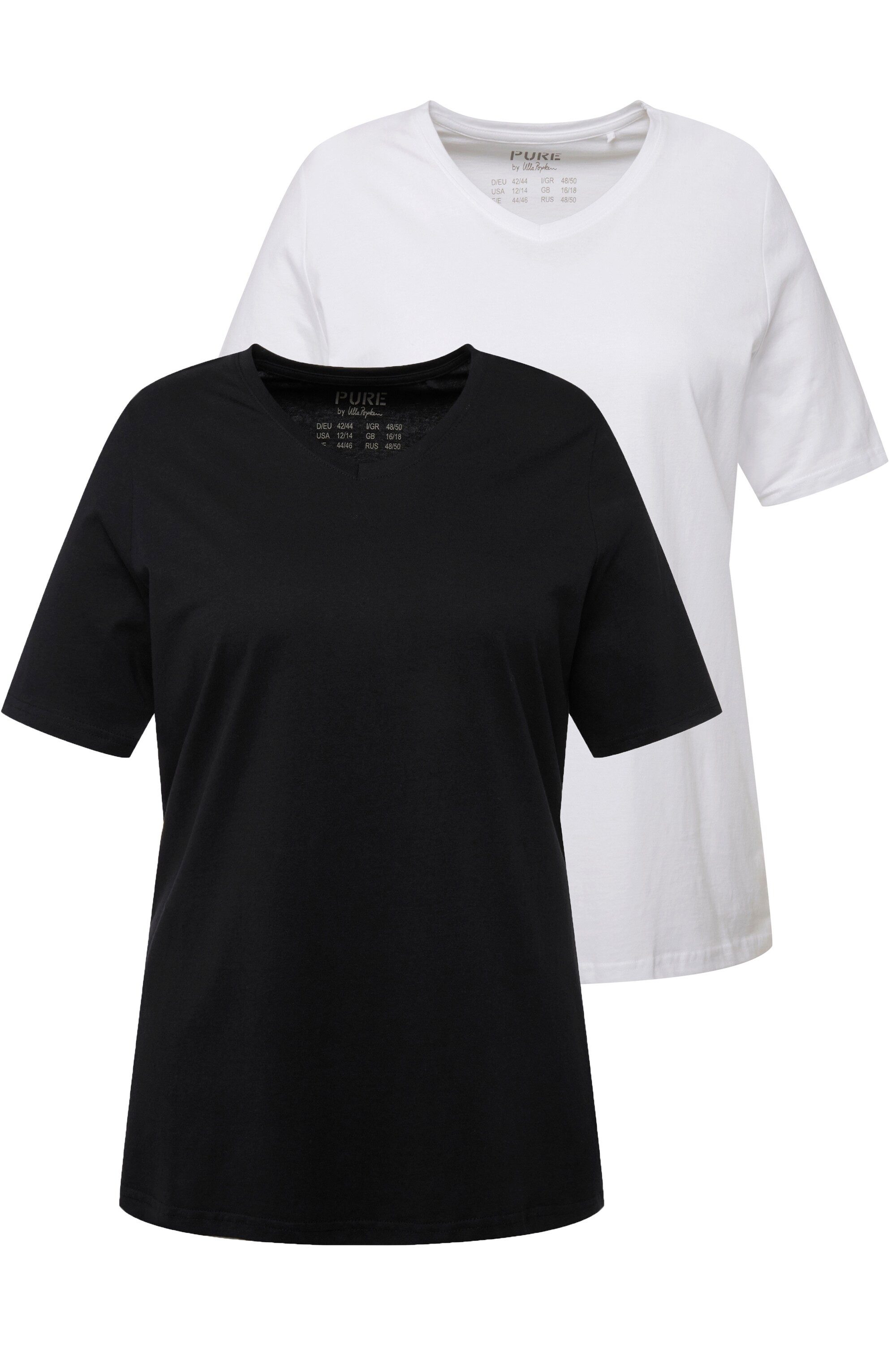 Ulla Popken T-Shirt T-Shirts 2er-Pack V-Ausschnitt günstig online kaufen