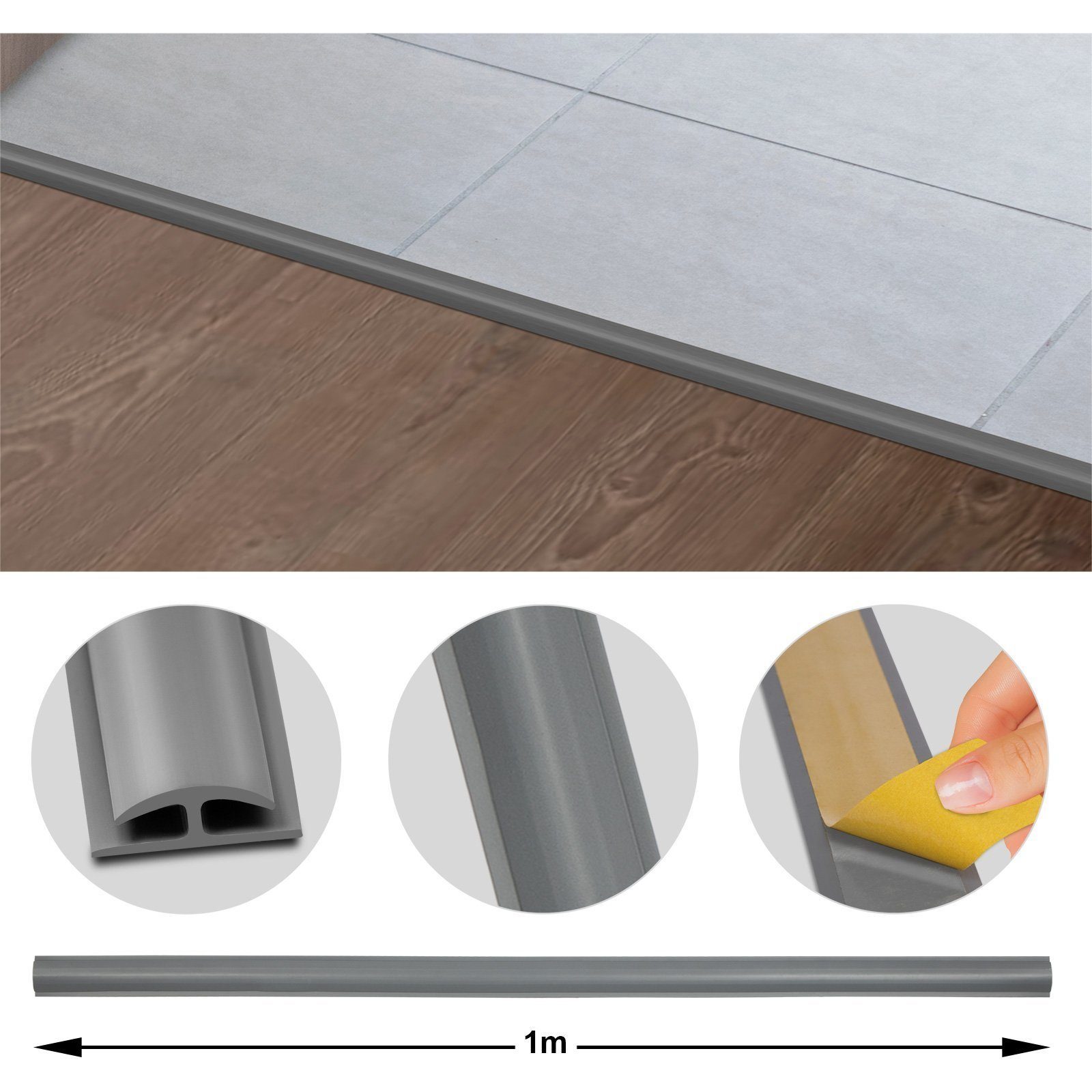 Floordirekt Abschlussleiste Doppeleinfassleiste Jersey, erhältlich in 3 Farben, Leiste, selbstklebend