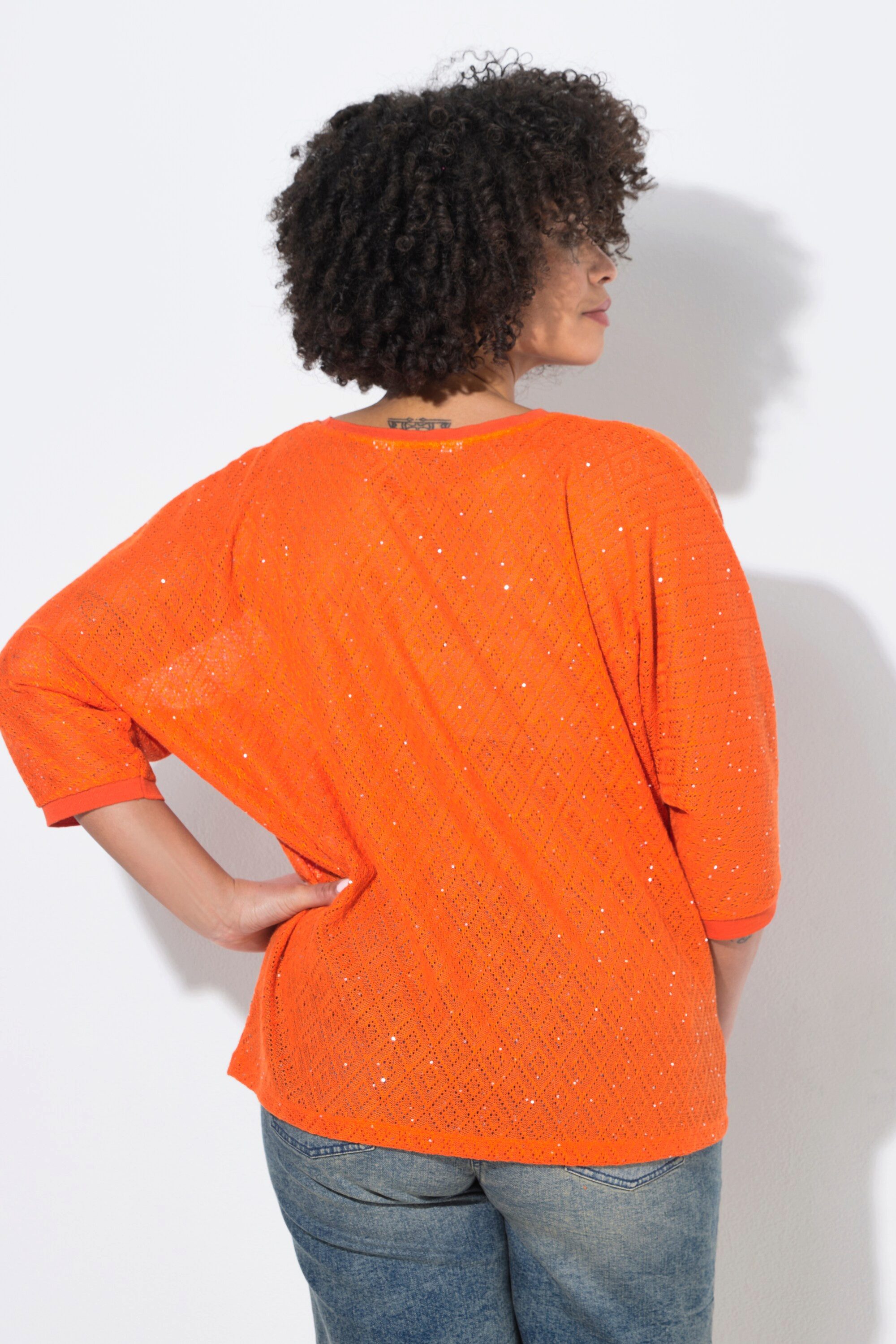 Angel of Style Strickpullover Pullover Loose Fit Lochstrick Fledermaus-halbarm
