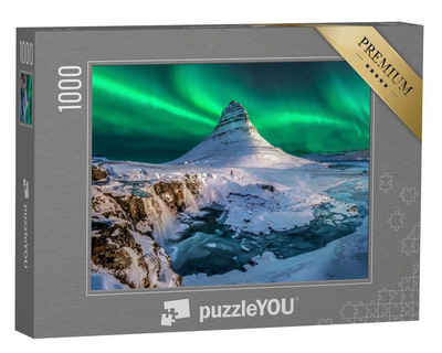 puzzleYOU Puzzle Nordlichter über dem Berg Kirkjufell in Island, 1000 Puzzleteile, puzzleYOU-Kollektionen Natur, Island, Wildnis, 500 Teile, 2000 Teile