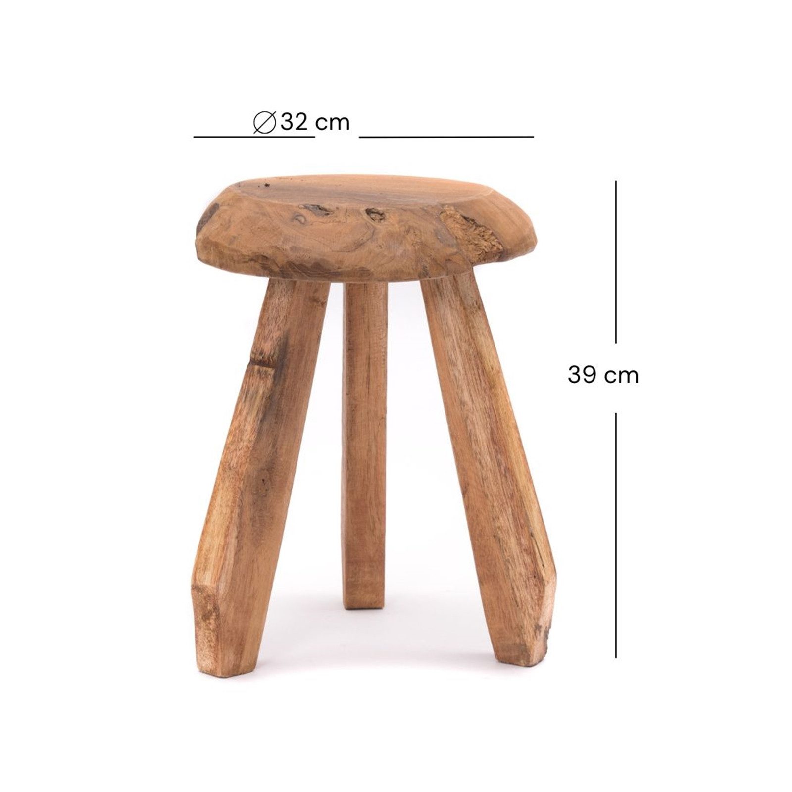CREEDWOOD Hocker RUNDER HOCKER "HEIDI", 39 cm, Altholz massiv Holz, Melk Schemel