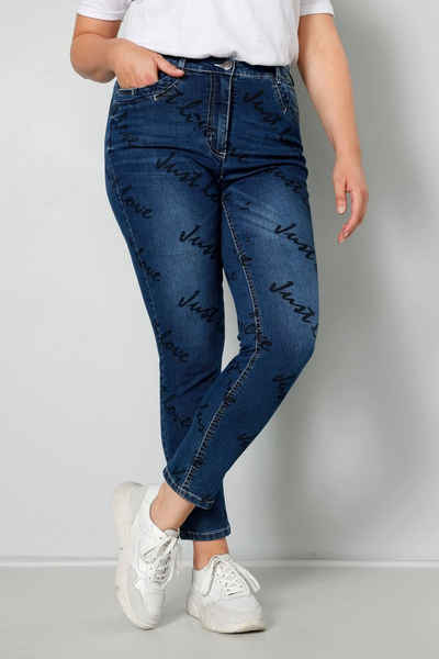 MIAMODA Regular-fit-Jeans 7/8-Jeans Slim Fit Alloverprint 5-Pocket