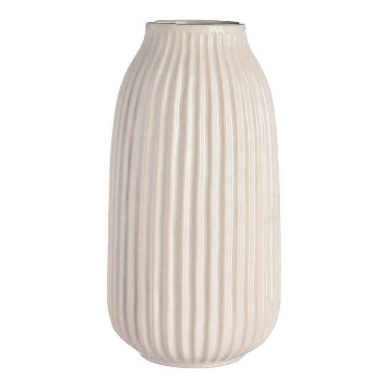 Depot Dekovase »Vase Rillen« (Packung, 1 Stück Vase), aus Dolomit, Ø 14 Zentimeter, H 26 Zentimeter