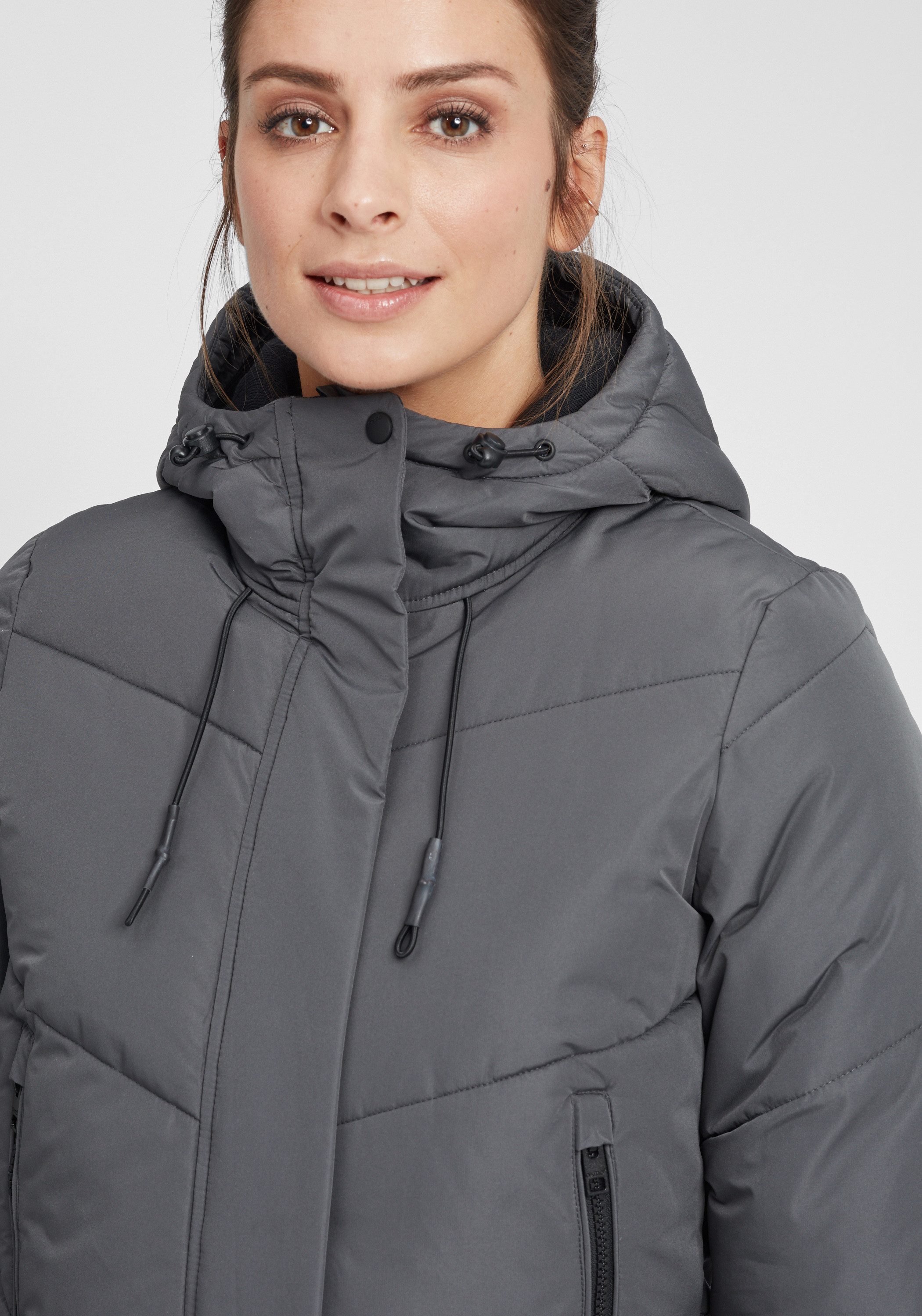OXMO Steppmantel OXJuna Steppjacke Parka mit Kapuze und praktischen Taschen – Bild 4 von 5