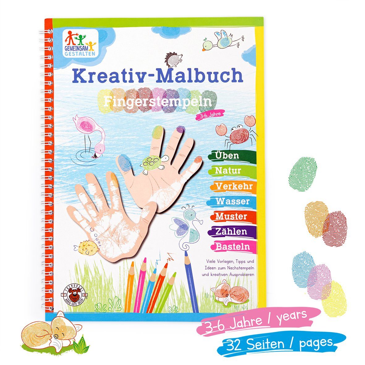 LK Trend & Style Malvorlage Kreativ-Malbuch mit oder ohne Fingerfarben bestellbar (Bildschirmfreie Zeit, Urlaub Reise Schlechtwettertage Unterwegs), Fingerstempel Farben, Hautverträglichkeit dermatologisch getestet